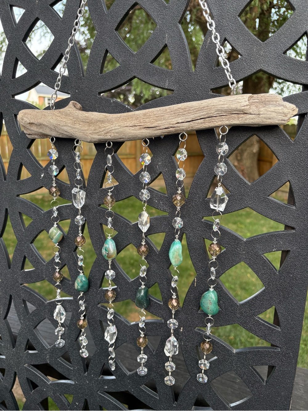 Handmade Antique Crystal and Driftwood Suncatcher